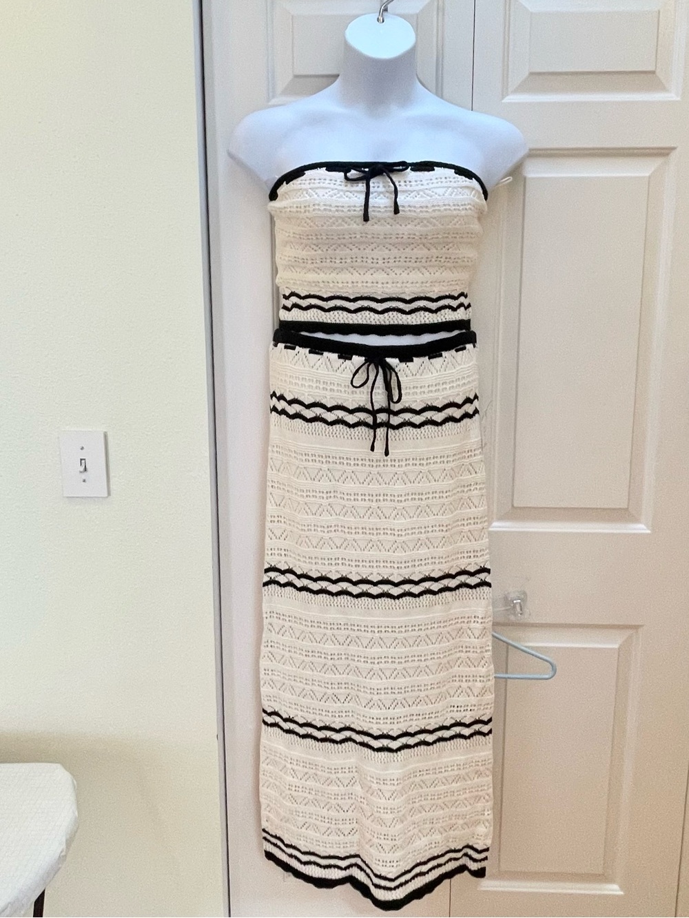 BNWT Olive + Oak crocheted tube top and long skirt set